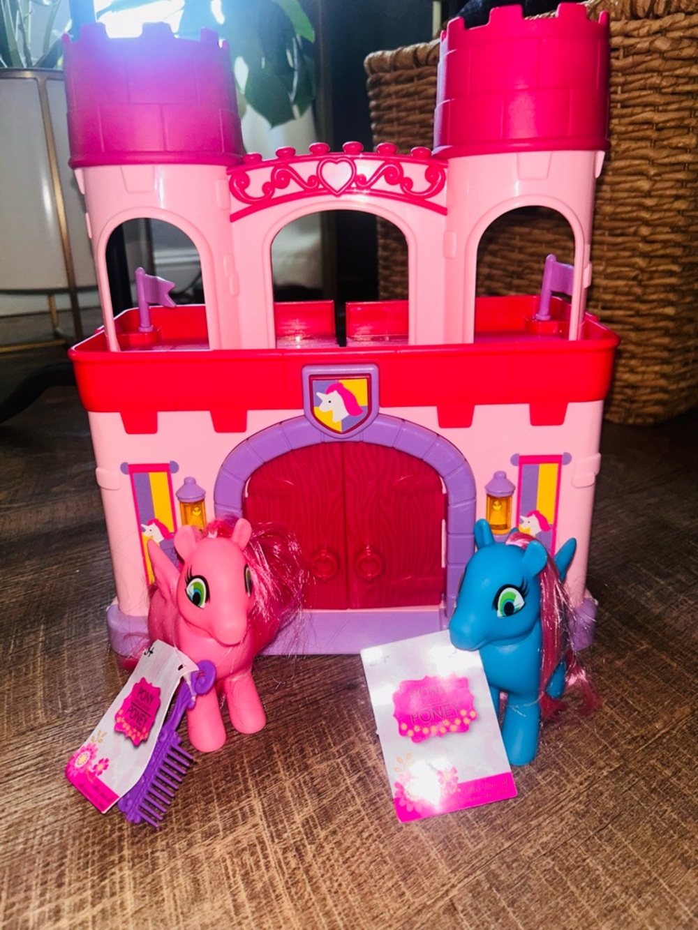 Pink and Blue Princess Castle Playset with Ponies